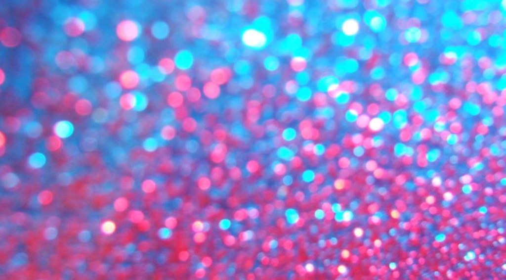 out of focus glitter in blue and pink